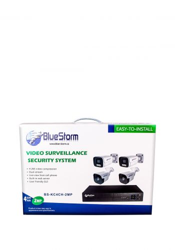 منظومة كاميرات مراقبة بدقة 2 ميجابكسل من بلو ستورم Blue Storm 4CH Camera Kit