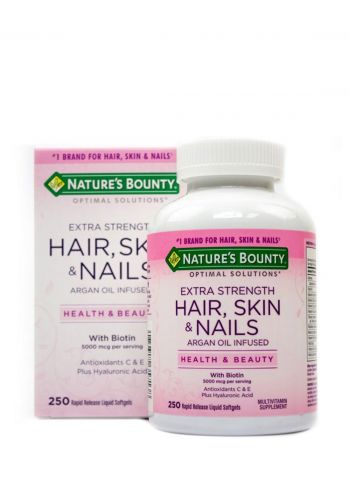 كبسولات مقوية للشعر والجلد والاضافر 250 حبة من نيتجرز باونتي Nature's Bounty Extra Strength Hair, Skin and Nails