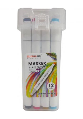 سيت ألوان تحديد برأس مزدوج 12 لون من زويشوا Zuixua ZX-602-12 Colors Marker Set 