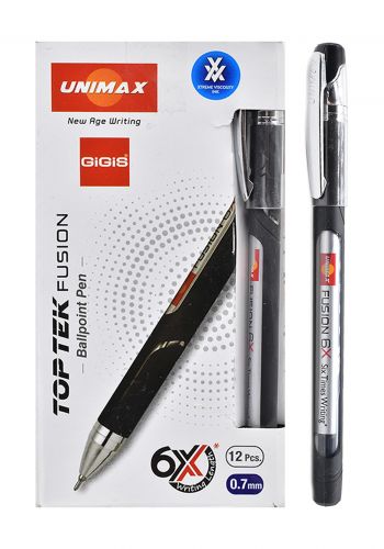 مجموعة اقلام حبر سوفت اسود اللون من يوني ماكس Unimax Toptek Fusion Ballpoint Pen