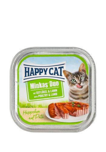 طعام رطب للقطط بنكهة  الدواجن والضأن 100 غم من هابي كات Happy Cat Minkas Due Poultry & Lamb Wet Food