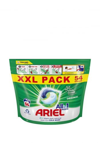 كبسولات سائلة لتنظيف الملابس البيضاء 54 كبسولة من اريال Ariel Touch of Febreze All-in-1 Pods