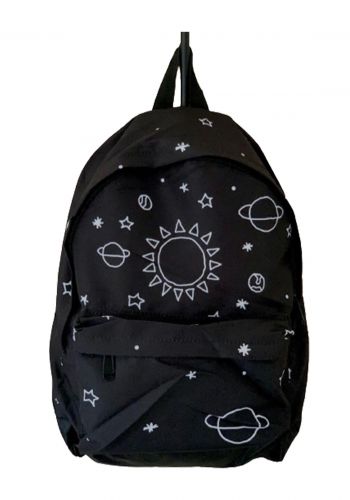 حقيبة مدرسية برسمة فضاء سوداء اللون