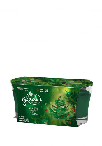 شمعة معطرة جو  192 مل من جليد جلاد Glade Jar Candle Air Freshene Christmas Holiday Tree Lighting Wonder 2 candles
