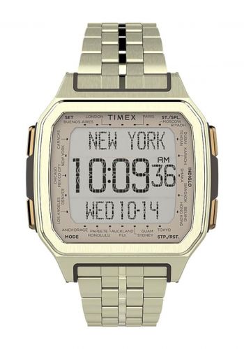 ساعة رجالية باللون الذهبي من تايمكس Timex TW2U17100 Men's Digital Quartz Watch 