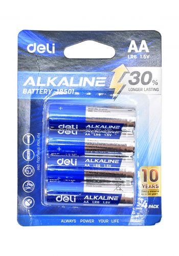 Deli E18501 Alkaline Battery AA بطاريات قلوية  1.5 أمبير4 قطع من ديلي