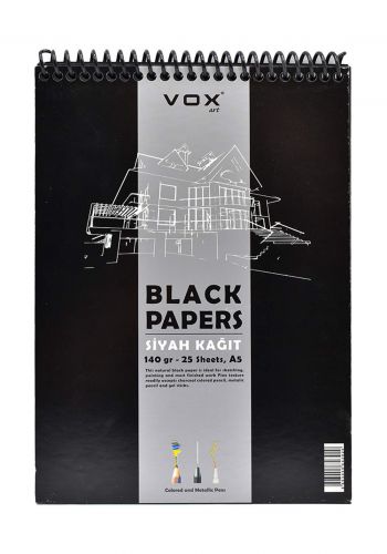 Vox Drawing Book دفتر رسم اوراق سوداء 25 ورقة A5 من فوكس  