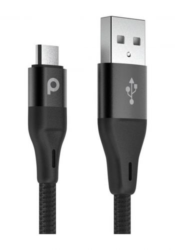 Porodo PD-AMBR12-BK Braided USB-A to Micro 2.4A  1.2m - Black كابل من بورودو