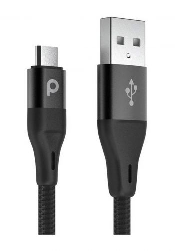 Porodo PD-AMBR22-BK Braided USB-A to Micro 2.4A  2.2m - Black كابل من بورودو
