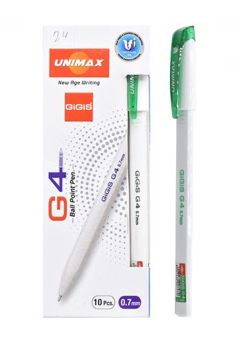 مجموعة اقلام حبر جاف اخضر اللون من يوني ماكس Unimax G4 Ballpoint Pen