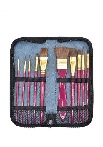 Mont Marte Brush Set سيت فرش للألوان المائيه 11 فرشاه مع حقيبه من مونت مارتي