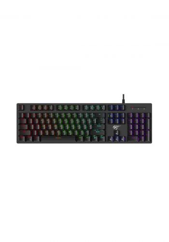 Havit KB858L RGB  Mechanical Keyboard Blue Switches - Black  لوحة مفاتيح ( كيبورد)