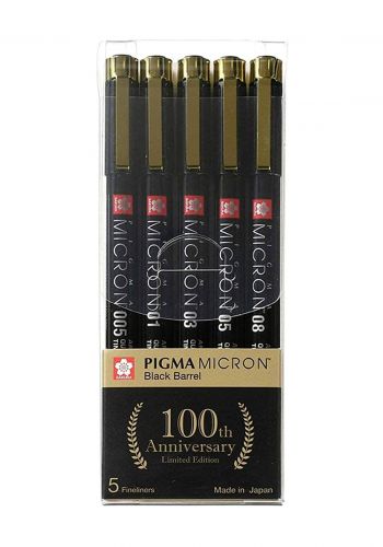 Sakura Pigma micron black barrel سيت اقلام تحبير اسود 5 اقلام من ساكورا  