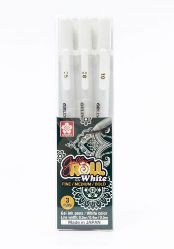 سيت جل رول ابيض 3 اقلام من ساكورا Sakura XPGB-3WT Gelly roll white pens set 