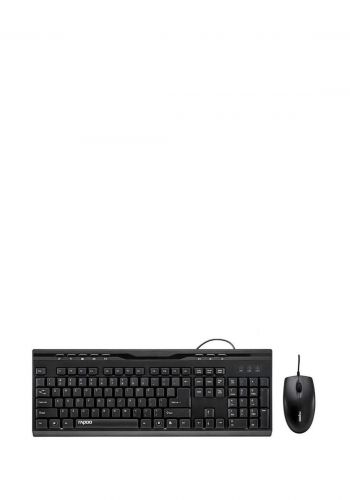 Rapoo NX1710 Wired Optical Mouse and Keyboard Combo - Black كيبورد وماوس