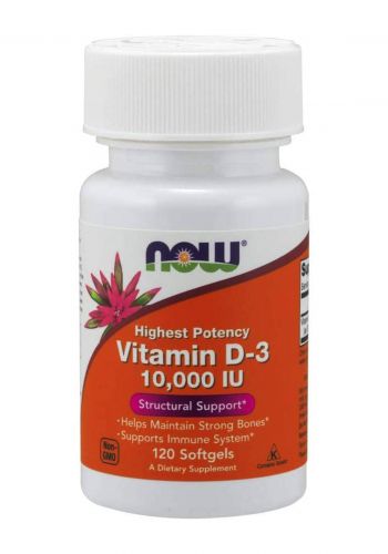Now Foods, 10,000 IU Vitamin D-3, Increased Potency, Structural Support, 120 Softgels
