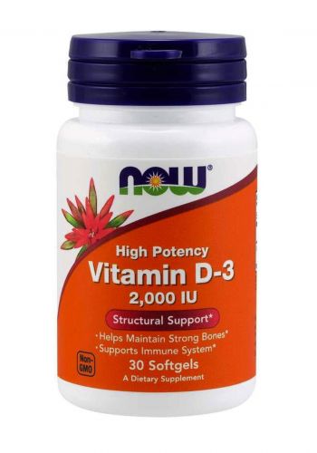 Now Foods Supplements, Vitamin D-3 2,000 IU, High Potency, Structural Support, 30 Softgels