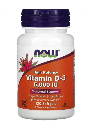 Now Foods, High Potency Vitamin D-3, 125 mcg (5,000 IU), 120 Softgels مكمل غذائي