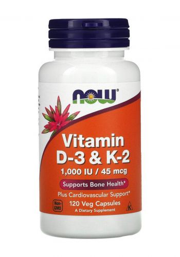 Now Foods, Vitamin D-3 & K-2, 45 mcg (1,000 IU), 120 Veg Capsules