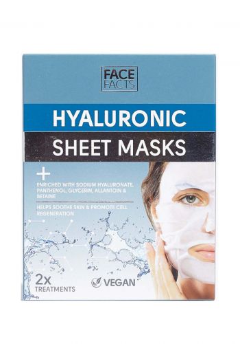 ماسك الوجه بخلاصة هايلورونك اسد 2 قطعة من فيس فاكتس Face Facts Hyaluronic Sheet Mask - 2 Treatments (19677-150)
