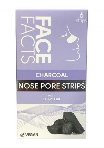 قناع الانف بالفحم 6 قطع من فيس فاكتس Face Facts Charcoal Nose Pore Strips - 6 Strips (72313-150)