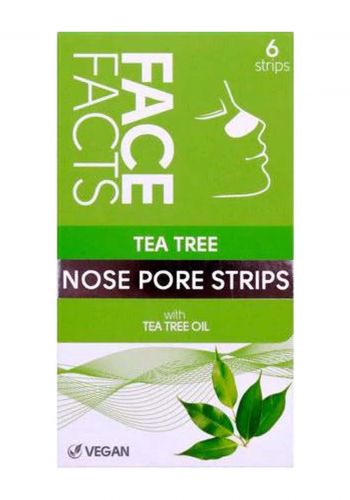 قناع الانف للتنظيف 6 قطع من فيس فاكتس Face Facts Tea Tree Nose Pore Strips - 6 Strips (65476-150)
