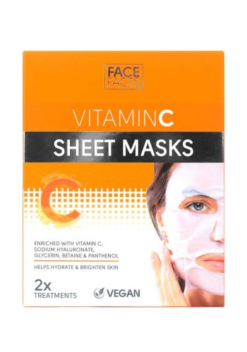 ماسك الوجه فيتامين سي 2 قطعة من فيس فاكتس Face Facts Vitamin C Sheet Masks - 2 Treatments (19554-150)

