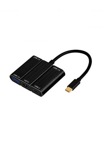 Onten OTN-9509S 5 in 1 Type-C to HDMI Adapter with Three USB-Black
