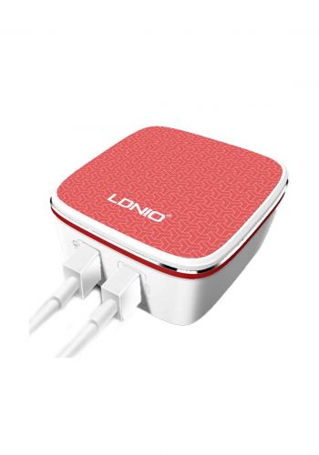 LDNIO Dual USB Port Red Home Charger With One Universal Port And QC 2.0 Port US Plug Data Cable - Red شاحنة