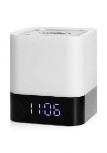 Musky DY28 Alarm Clock Wireless Bluetooth Speaker LED Night Lamp - White   مكبر صوت