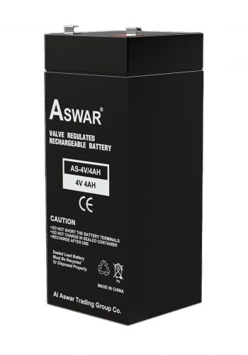 بطارية قابلة لأعادة الشحن 4 أمبير من أسوار Aswar  AS-4V/4AH Valve Regulated Rechargeable Battery