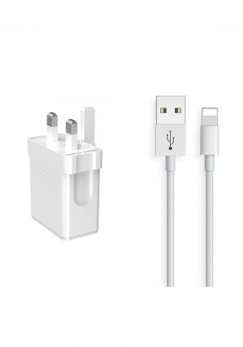 (3580)Mcdodo HCH05720 Dual USB Charger with Lightning Cable 1m - White شاحن 