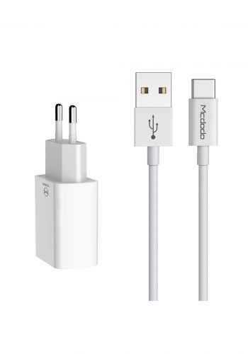 (3561)Mcdodo CH06721 Dual USB Charger with USB Type-C Cable 1m - White شاحن 