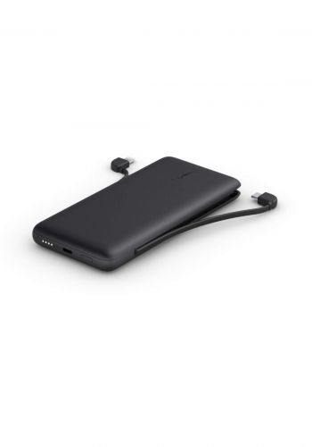 (4258)Belkin BPB006btBLK 10000 MAh PD Power Bank with Integrated USB-C and  Lightning Cables - Black  شاحن محمول