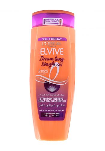 شامبو مرطب للشعر الطويل و المجعد 600 مل من لوريال باريس L'oreal Paris Elvive Shampoo Dream Long Straightening Keratin 