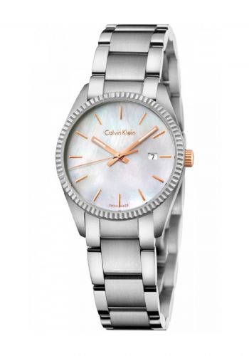 ساعة للنساء بسوار فولاذي فضي من كالفن كلاين Calvin Klein K5R33B4G Women's Watch 