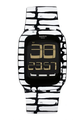 ساعة للجنسين ابيض واسود اللون من سواج Swatch SURB120 Unisex Watch 