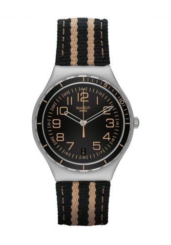 ساعة لكلا الجنسين سوداء وبيجي اللون من سواج Swatch YGS4033 Unisex Watch