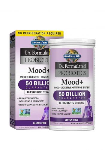 بروبيوتيك 60 كبسولة من غاردن اوف لايف Garden of Life Dr. Formulated Probiotics Mood+ Raw Probiotic Supplement
