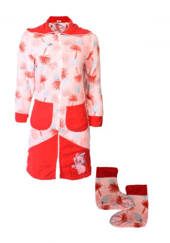 روب فرو نسائي مع جواريب باللون الاحمر   Women's Robe