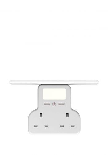 Porodo  Functional Socket and Night Light With Tablet and Phone Tray-White مقبس متعدد الوظائف وضوء ليلي من بورودو