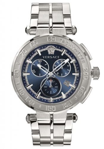 ساعة رجالية 45 ملم بسوار ستانلس ستيل من فيرساتشي  Versace VEPM00420 Grecachrono Men's Watch