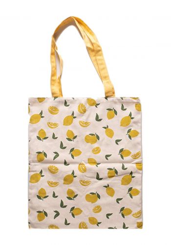 حقيبة توت باك اصفر وابيض اللون Tote Bag