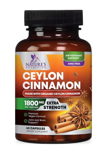 كبسولات القرفة العضوية 60 كبسولة من نيتجر نوترشن  Nature's Nutrition Ceylon Cinnamon 1800mg
