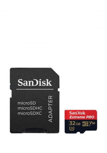 بطاقة ذاكرة مع تحويلة SanDisk 32GB Extreme Pro Micro SDHC Card with Adapter 