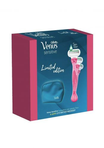 Gillette Venus Sensitive Razor with Skinelixir & 3 Blades LImited Edition 3 pcs شفرات حلاقة نسائية