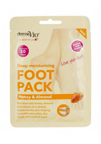 Derma V10 (17924ha)  Deep Moisturising Foot Pack - Honey & Almond قناع للقدمين