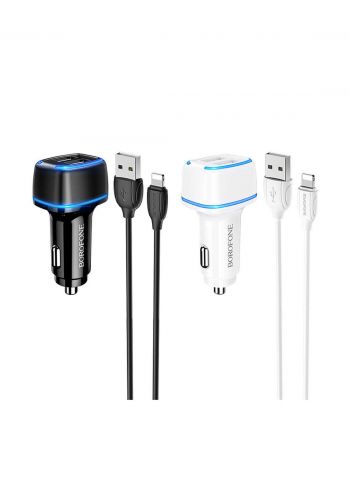 Borofone BZ14 Car Charger With Lightning Cable شاحن موبايل للسيارة