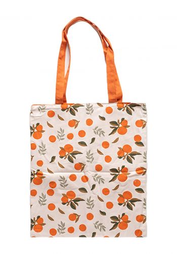 حقيبة توت باك برتقالي وابيض اللون Tote Bag