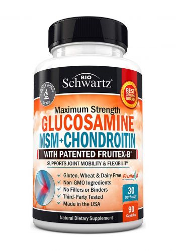 مكمل غذائي 90 كبسولة من بايو شوارتز Bio Schwartz Glucosamine MSM + Chondroitin Dietary Supplement
